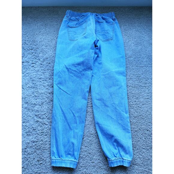 American Eagle Tomgirl Denim Jogger Jean Pants Size 0 Light Wash Pockets Normore - Picture 5 of 7